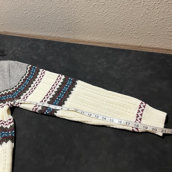 Vintage Fair Isle Cable Knit Mens Crew Neck Sweater Pullover - Picture 7 of 8